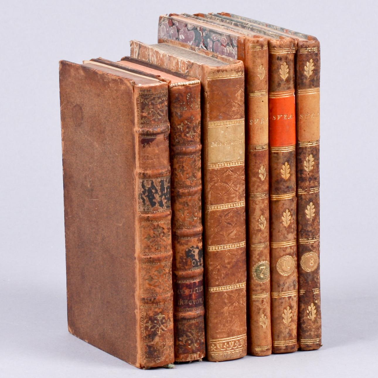 BÖCKER, 6 st, Bla "Swea, tidskrift för vetenskap och konst", vol VII,VIII, X, Uppsala 1825-26.
