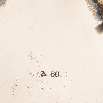 Bowl, basket, and cream jug, silver, 20th century.