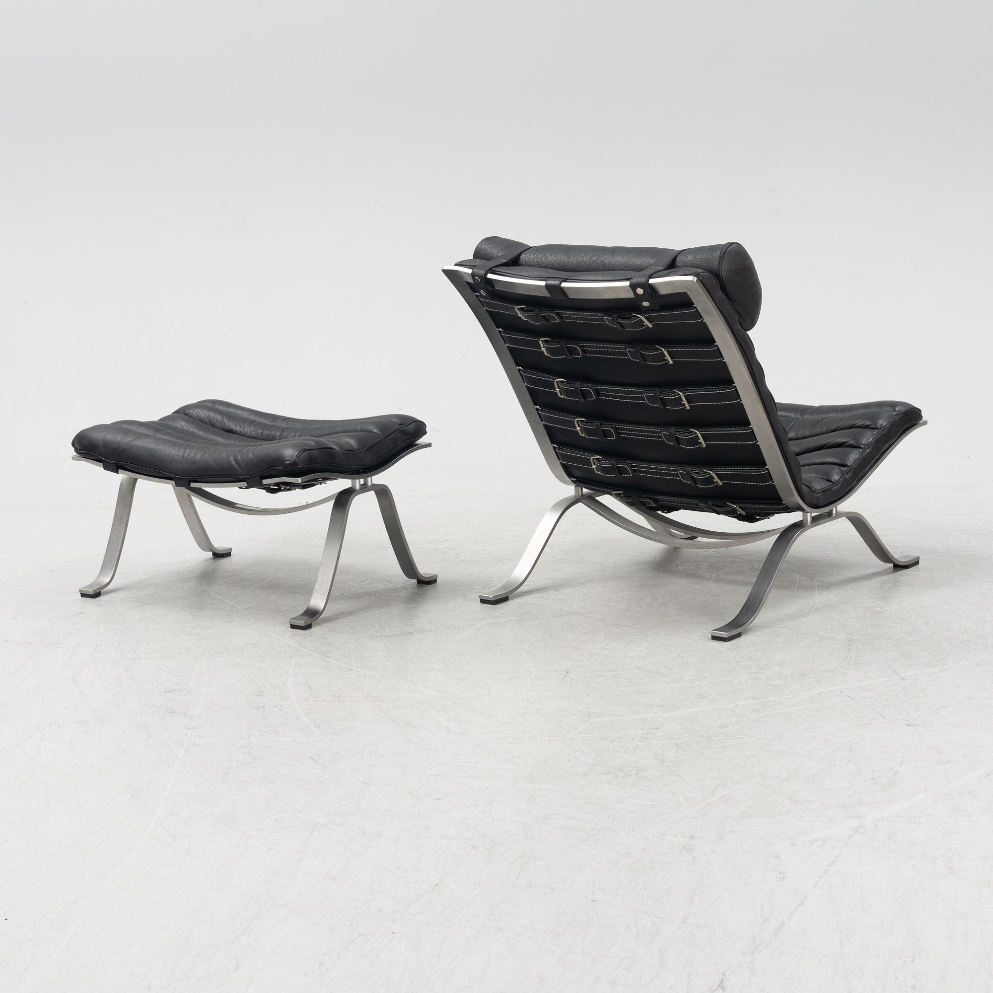 Arne Norell, fåtölj och fotpall, "Ari", Norell Möbel AB,