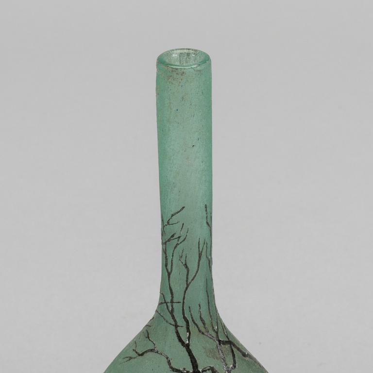 ANDRÉ DELATTE, vas signerad syraetsat glas Art Nouveau tidigt 1900-tal.