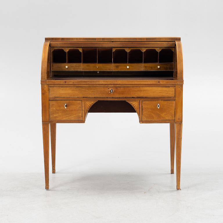 A Late Gustavian roll top desk, early 20th century.