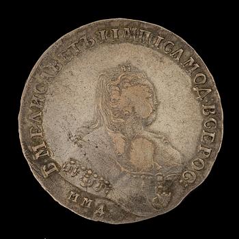 SILVER COIN, Russia 1747, Elisabeth, weight ca 25 g.