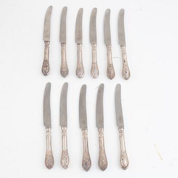 Chawner & Co (George William Adams), knives, 11 pcs, silver, London 1873.