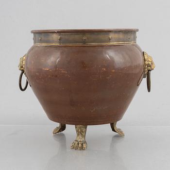 Champagne cooler, brass and copper, late 19th Century.
