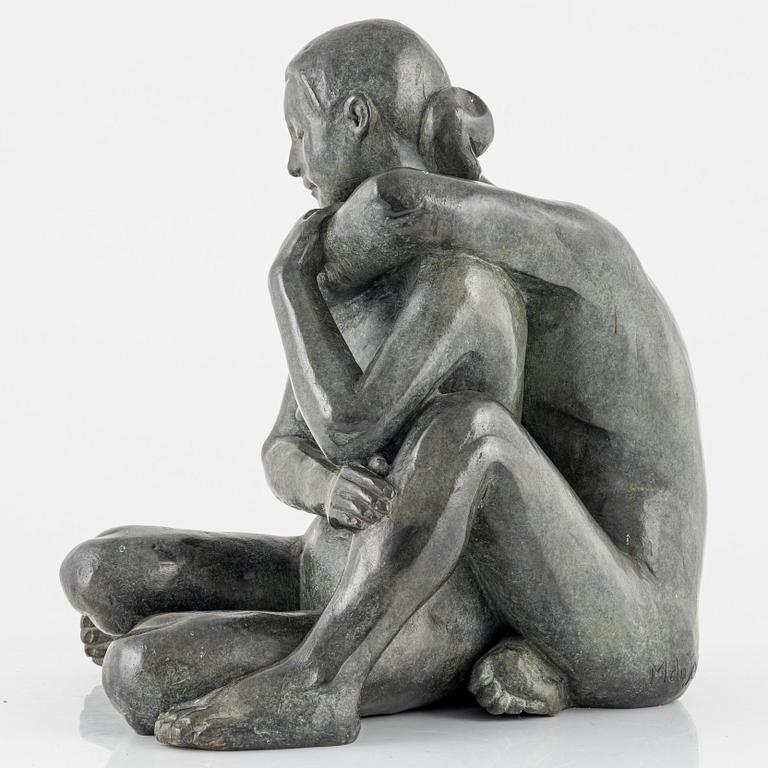 Maud Lewenhaupt du Jeu, skulptur, signerad och daterad, gjutarstämpel, brons, höjd 29 cm.