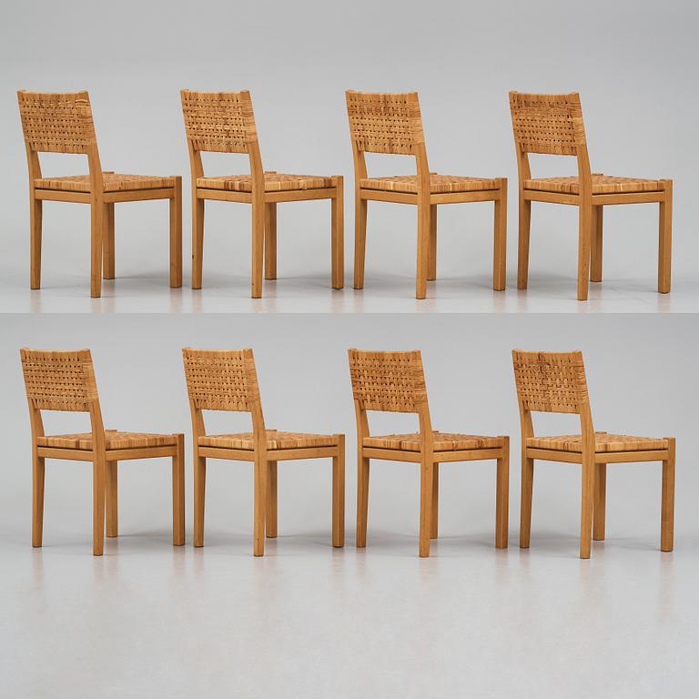 Aino Aalto, a set of eight chairs, model '615', from the Finlandia Hall, Artek, 1960s.