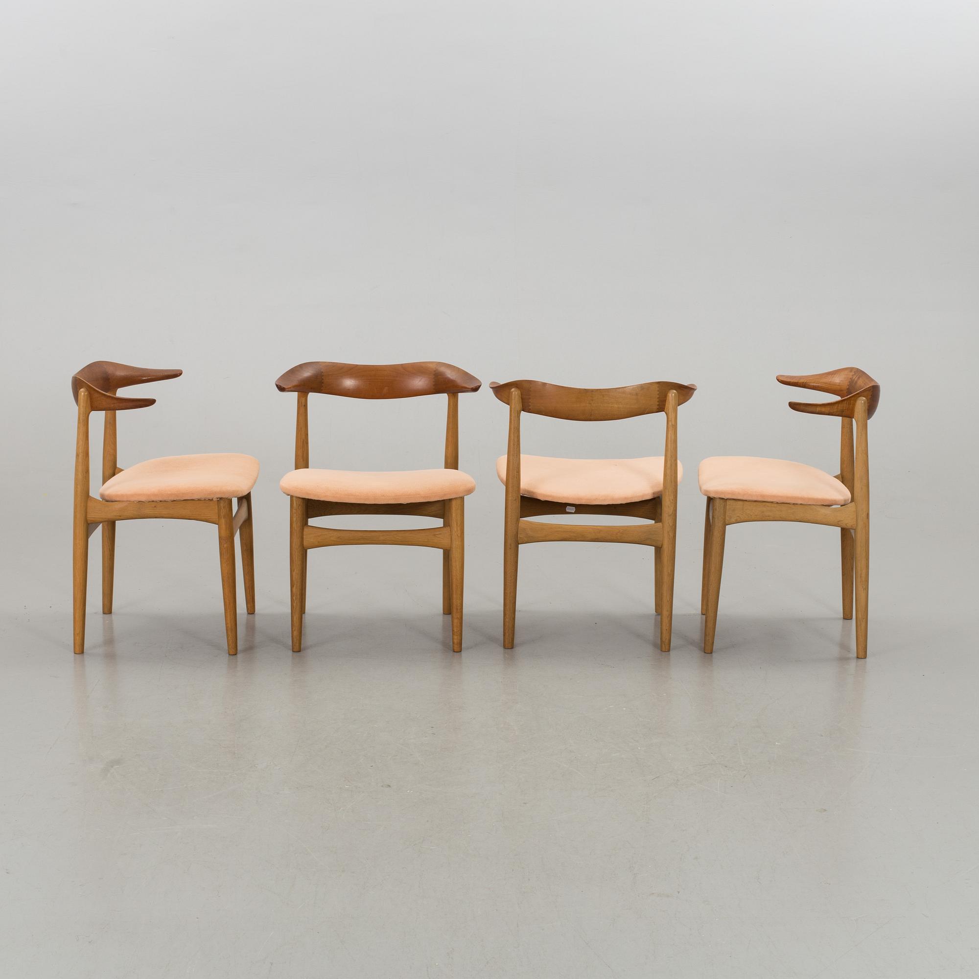 4 "COWHORN"  CHAIRS , SM521, KNUD FAERCH, DENMARK.