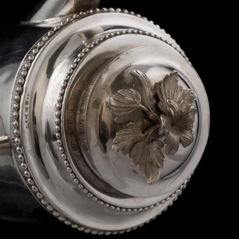 KAFFEKANNA, troligen Hans Ekeström d.y. Helsingborg 1790, silver ca 570 g.