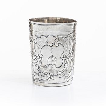 A Russian silver beaker, Moscow 1760s, unclear marks, probably Alexander Gillibrand (active 1753-1790).