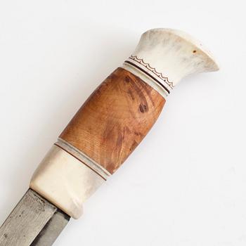 GUNNAR EDHOLM, Jokkmokk/Arjeplog, halvhornskniv, knivslida monogramsignerad GE.