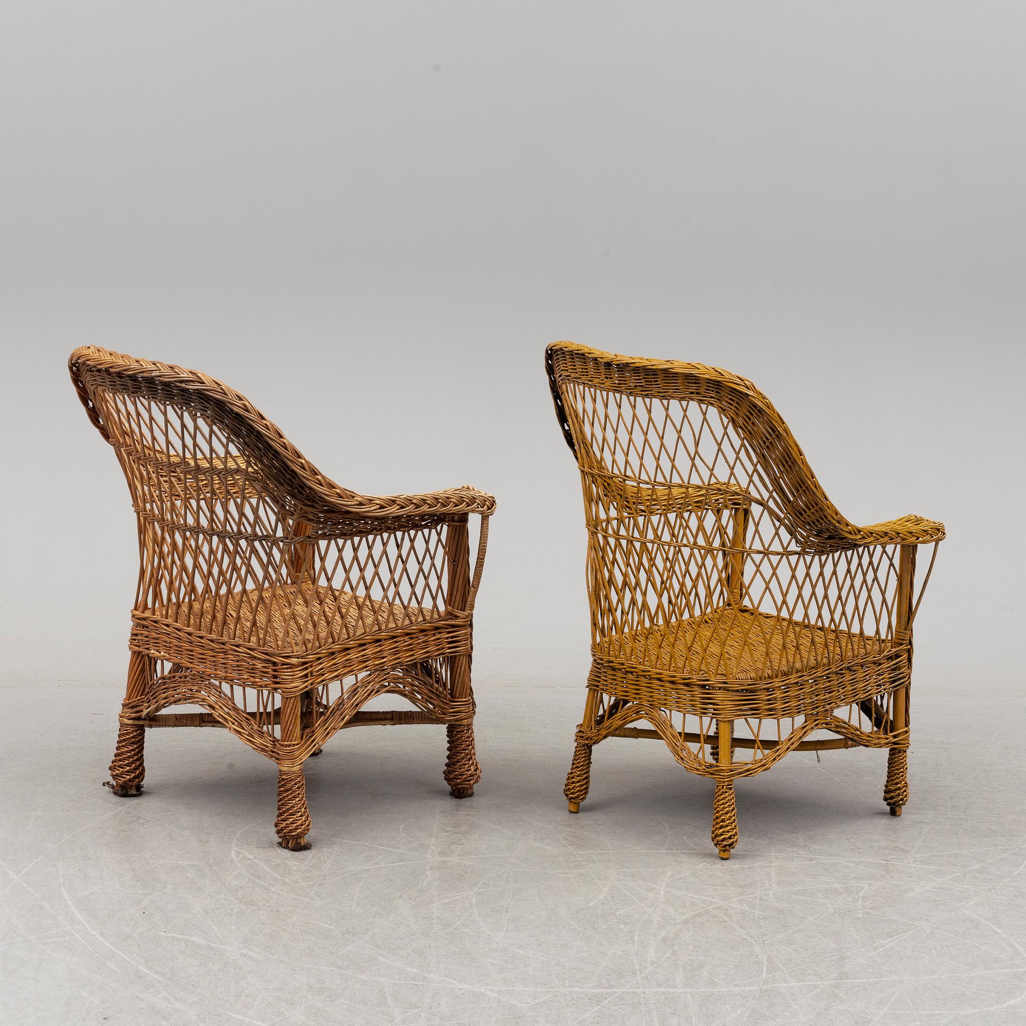 a pair of basket chairs, late 20th century.