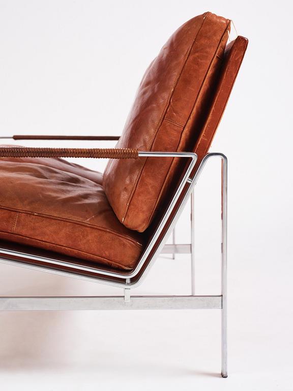 Preben Fabricius & Jørgen Kastholm, a two-seated brown leather sofa, Kill International, Germany 1960s.