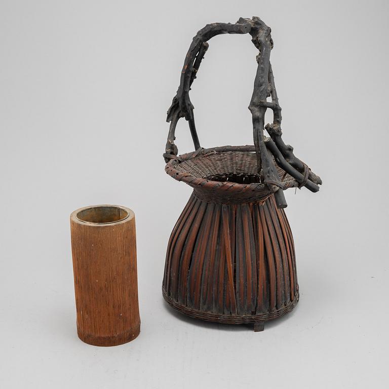 A Japanese Hanakago, 'Ikebana' bamboo basket for flower arrangement, first half of the 20th century.