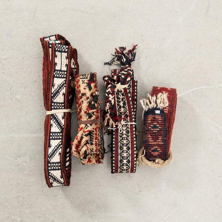 Rug bands 5 pcs Kashgai/Bachtiari and Bidjar semi-antique/antique.