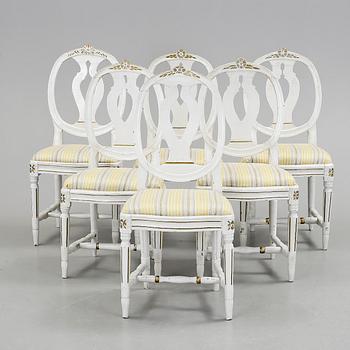 STOLAR 6 st, Gustaviansk provins, snarlika, 1700-tal.