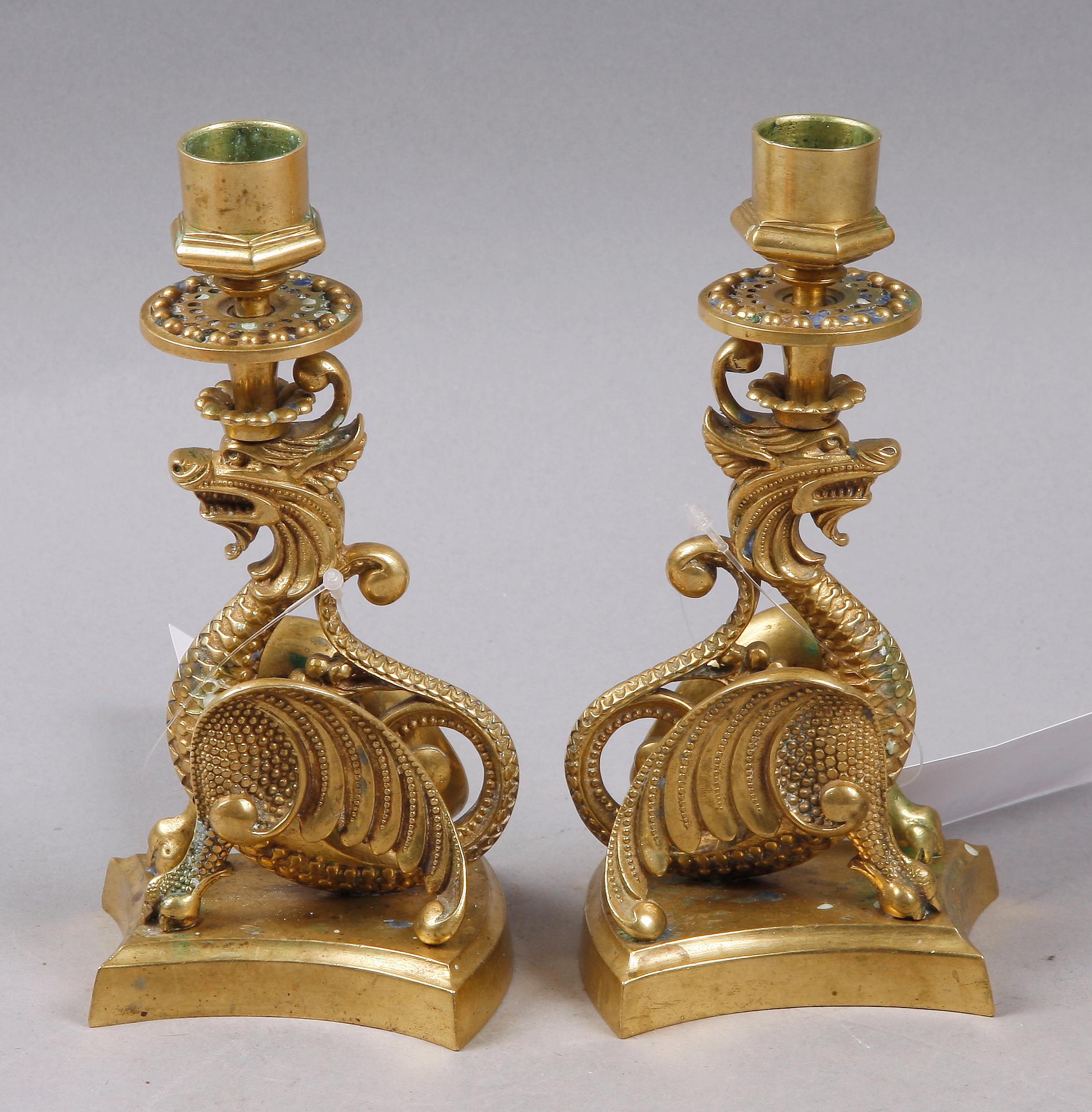 LJUSSTAKAR, ett par, mässing, 1900-tal.