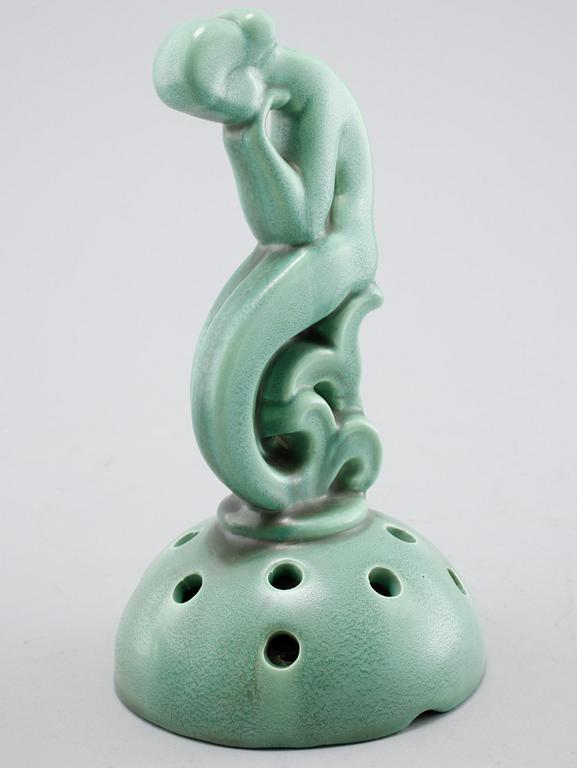 BLOMSTERHÅLLARE OCH LOCKASK, flintgods, Gefle, 1930/40-tal.