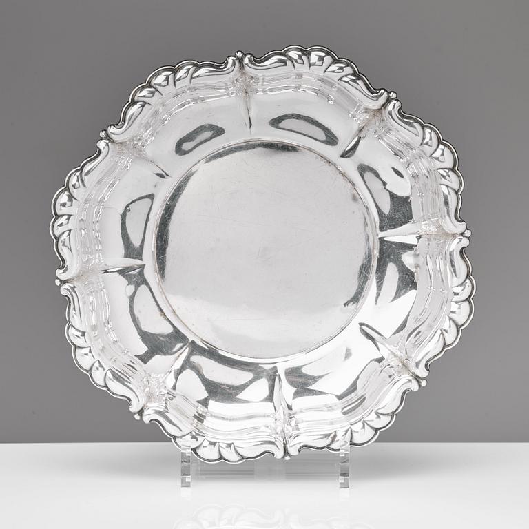 A 20th century sauce-bowl and bowl/dish, silver plated metal.