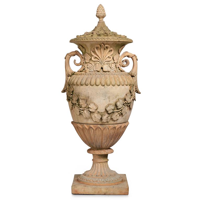 A Swedish Höganäs 1860's stoneware garden urn by Ferdinand Ring.