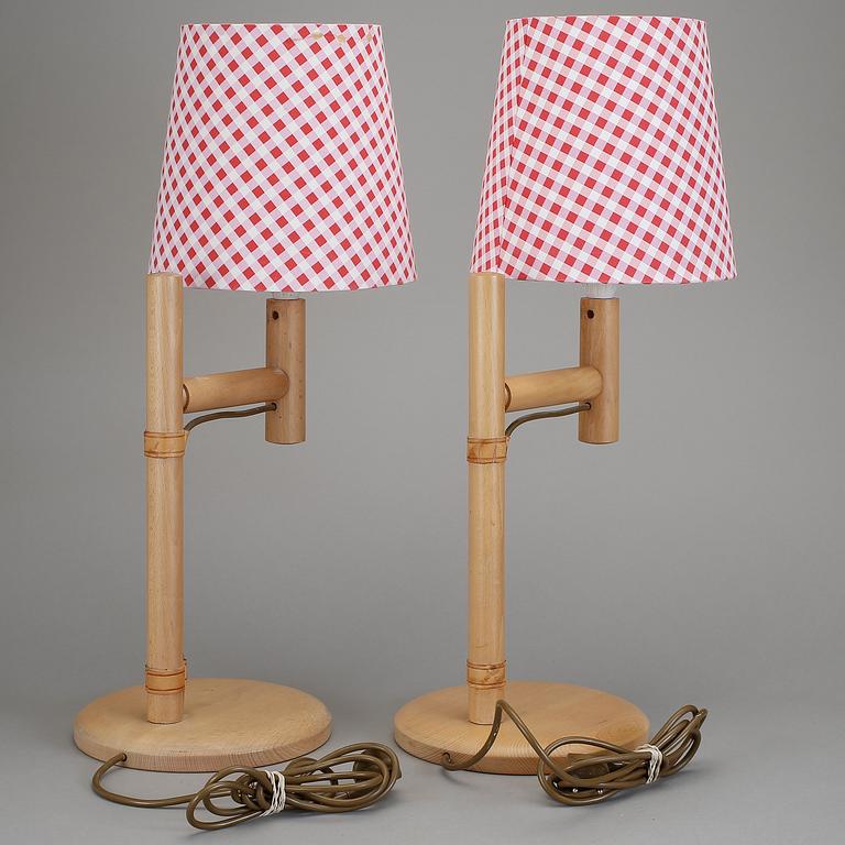 BORDSLAMPOR, ett par. Bergboms, 1970-/80-tal.