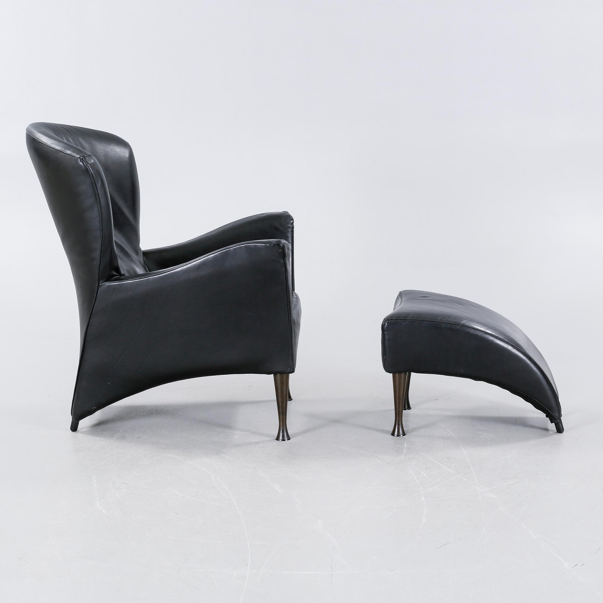 A lounge chair with foot stool by Gijs Papavoine for Montis, model "Castor", late 20th century.