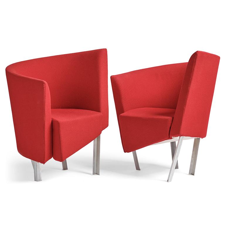 Paolo Pallucco, a pair of easy chairs for Gambe-Pallucco, Italy, 1980s.