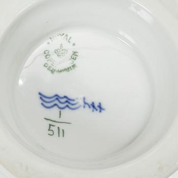 Royal Copenhagen, ten pieces of 'Blue fluted', half lace and full lace porcelain, Denmark, 1961-73.