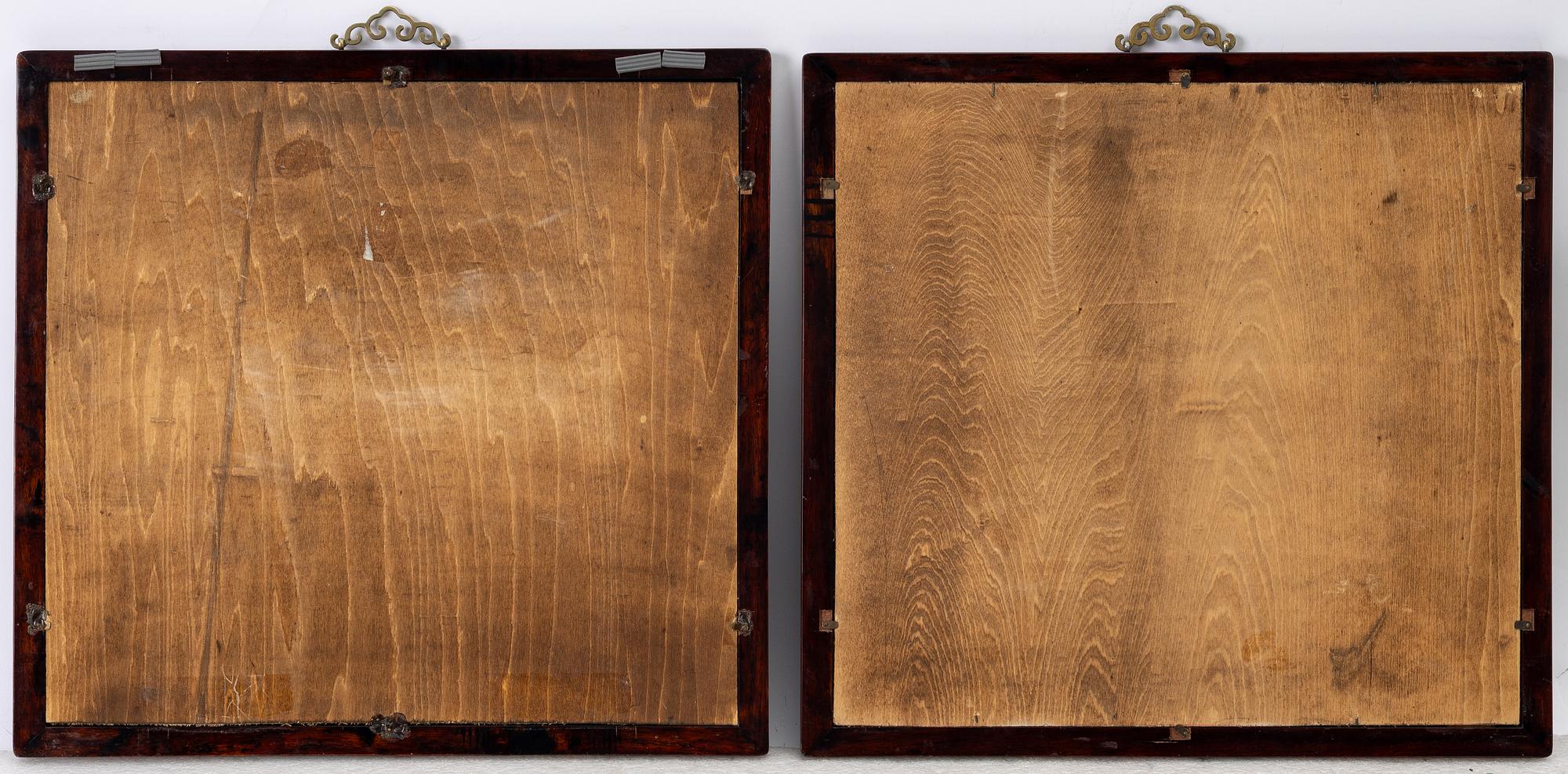 A pair of Chinese reverse glass paintings, 20th century.