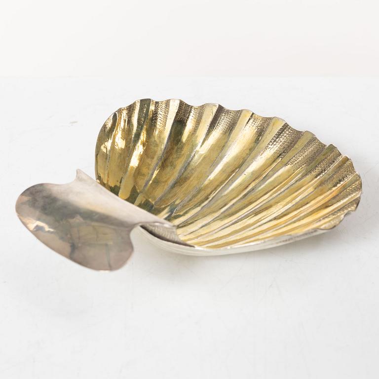 Butter dish, three pairs of salt spoons, and two mustard spoons, Sweden, 19th Century.