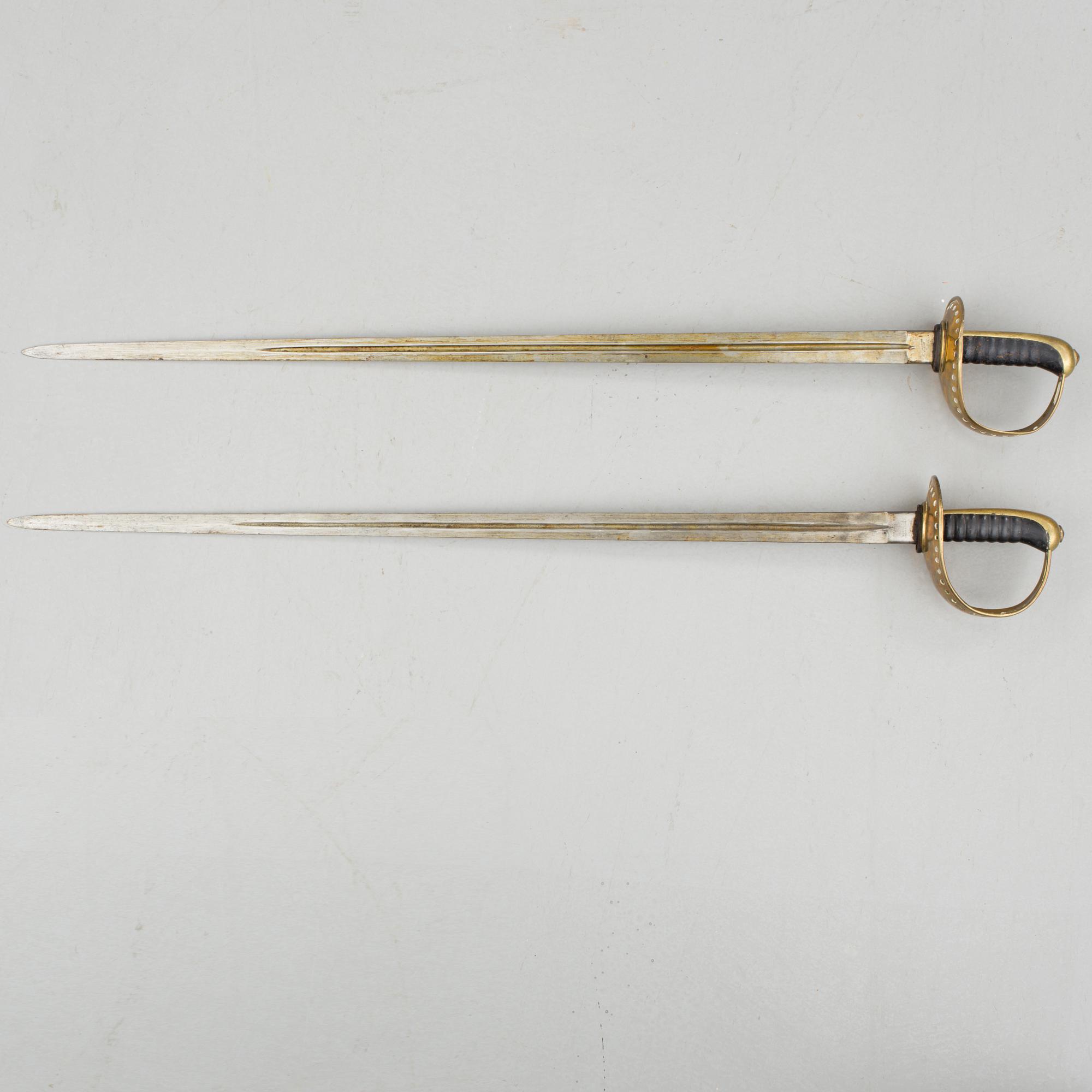 SABLAR, 2 stycken, m/1893, Sverige, för manskap vid kavalleriet.