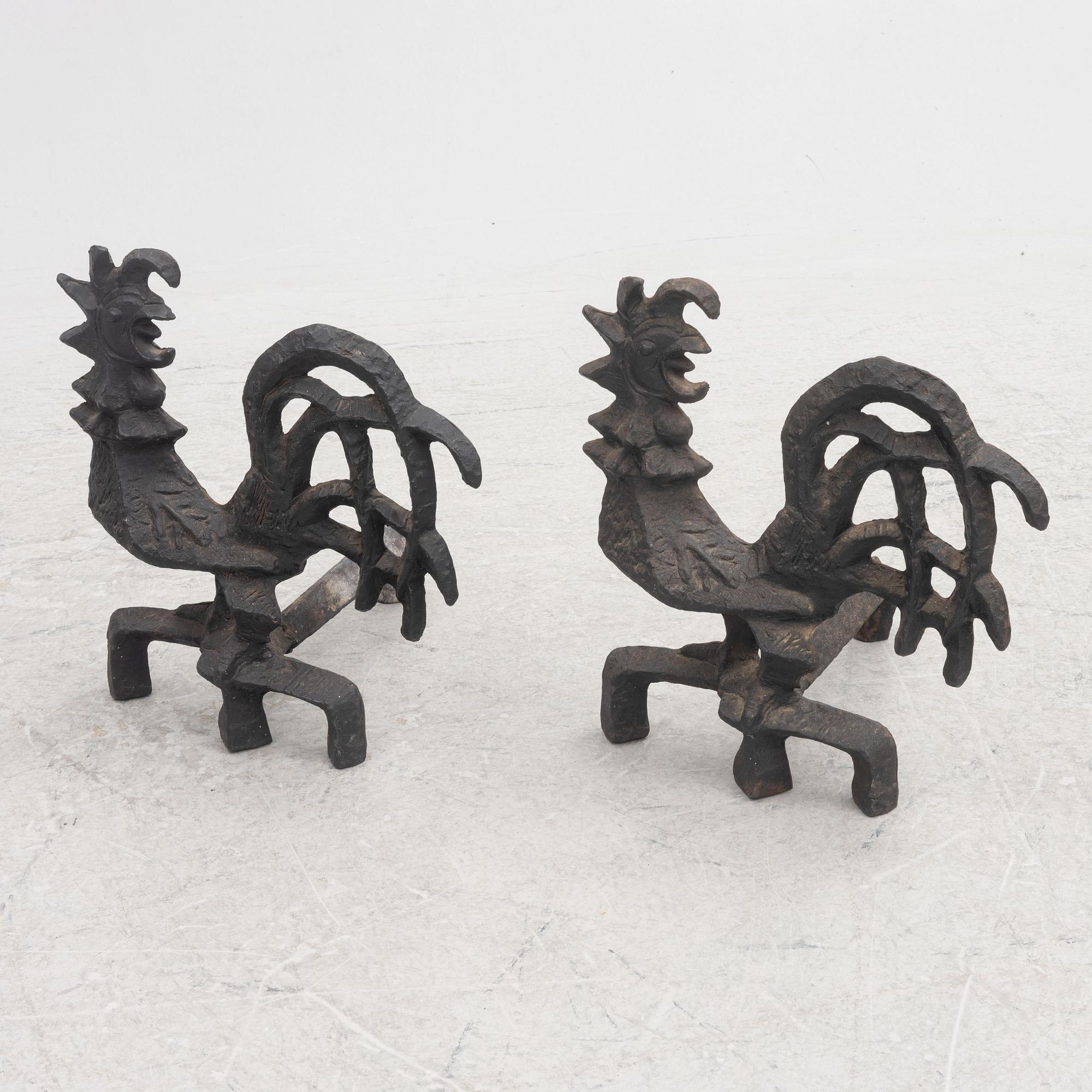 Olle Hermansson, a pair of andirons, Husqvarna, Sweden, 1960's.