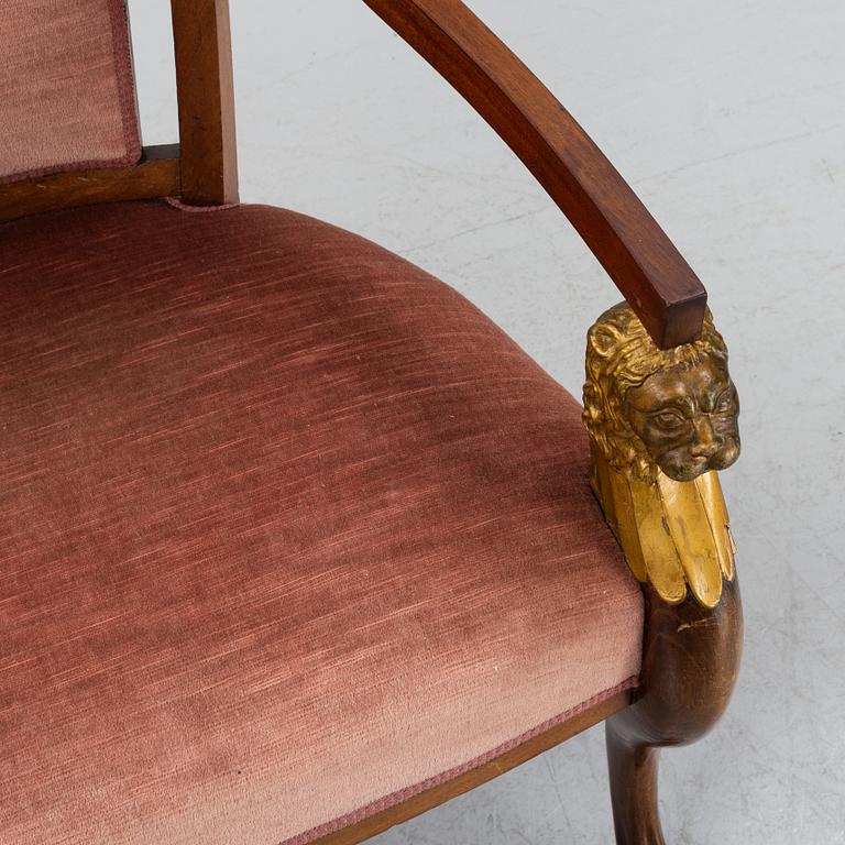 A pair of mahogany Baltic area armchairs 19th Century.