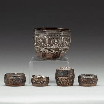 A group of Thai silver, circa 1900.