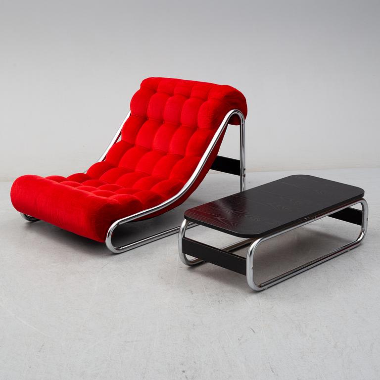 GILLIS LUNDGREN, fåtölj samt bord, "Impala", IKEA.