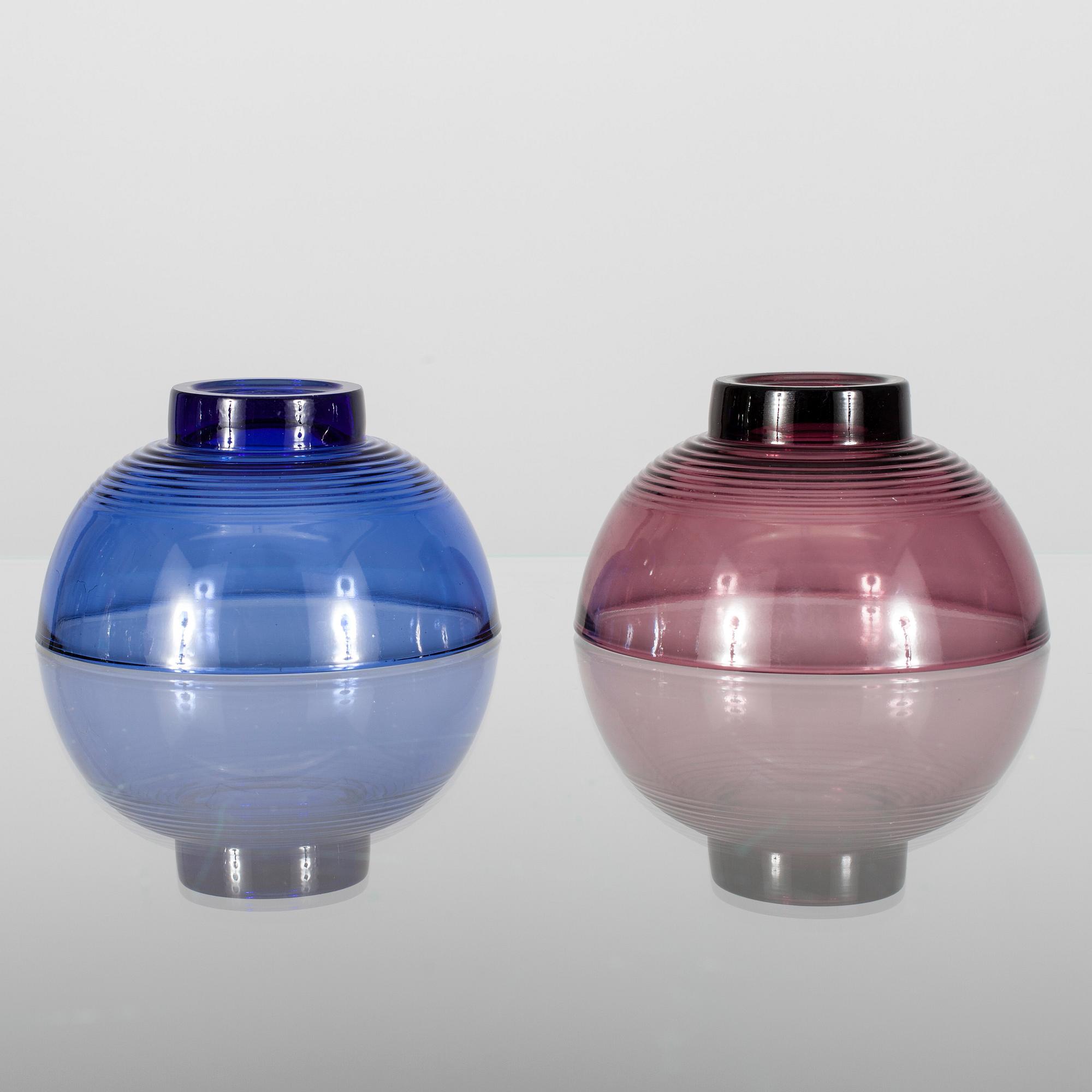 EFTERRÄTTSSKÅLAR, 10 st, glas, Karhula-Iittala. 1900-talets mitt.