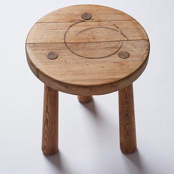 Axel Einar Hjorth, a stained pine 'Skoga' stool, Nordiska Kompaniet, Sweden 1930s.