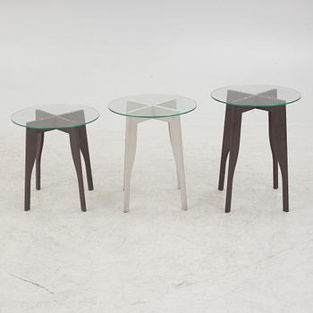 Three end tables from Norrgavel, Sweden, 21st century.