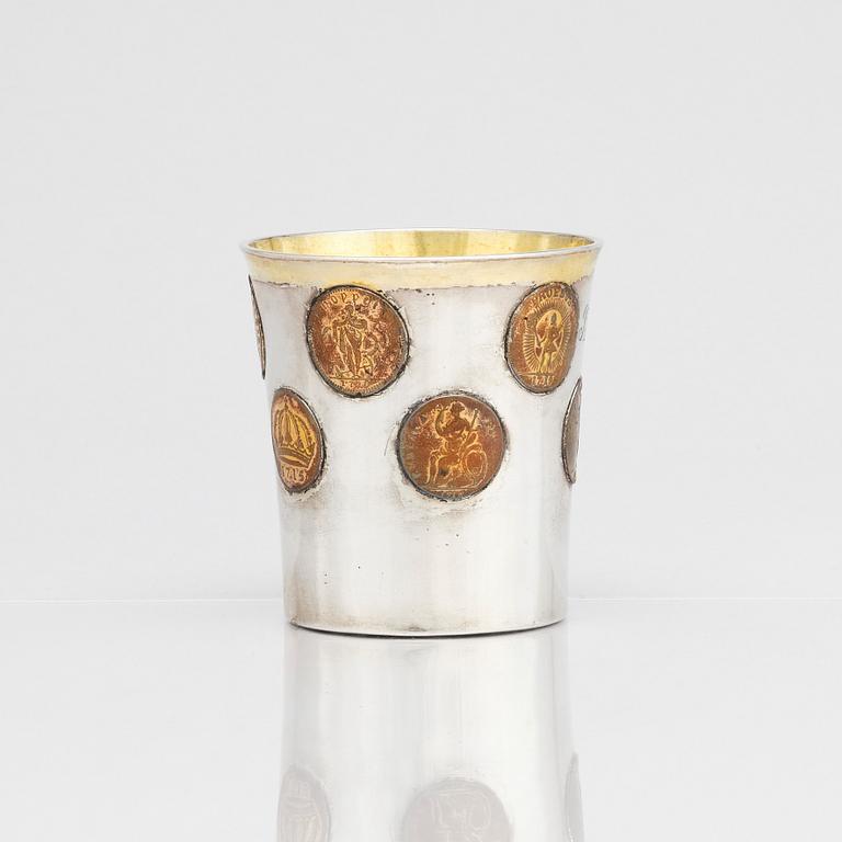 A Swedish parcel-gilt silver coin-beaker, mark of Nils Hellberg, Norrtälje 1805.