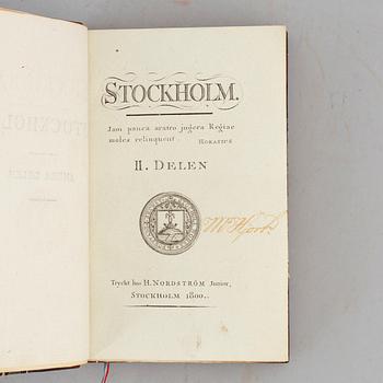 Klassisk stockholmstopografi 1800-01 i tidiga hedbergband (4 vol).