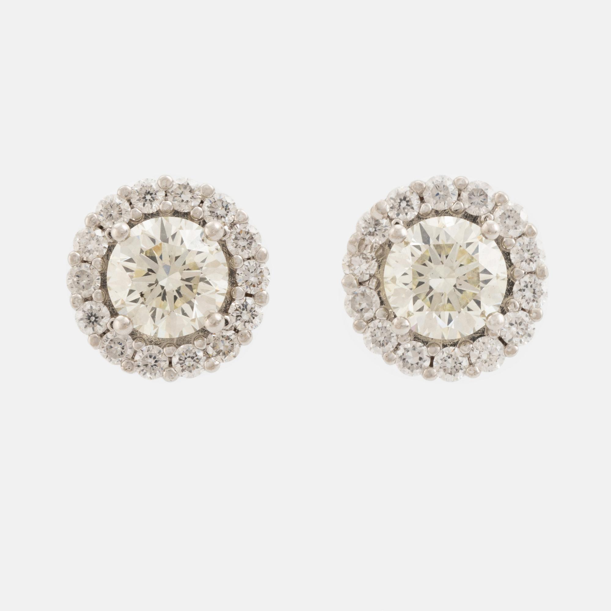 Brilliant cut diamond earrings.