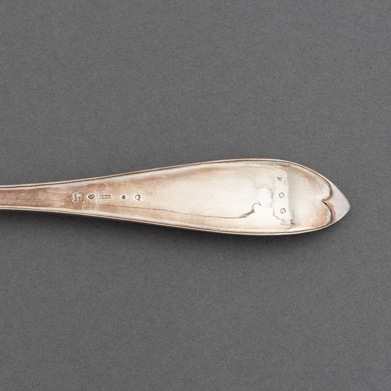 A swedish serving spoon and laddle, including mark of Claude St Claire Donneaud, Karlskrona (1812-27).