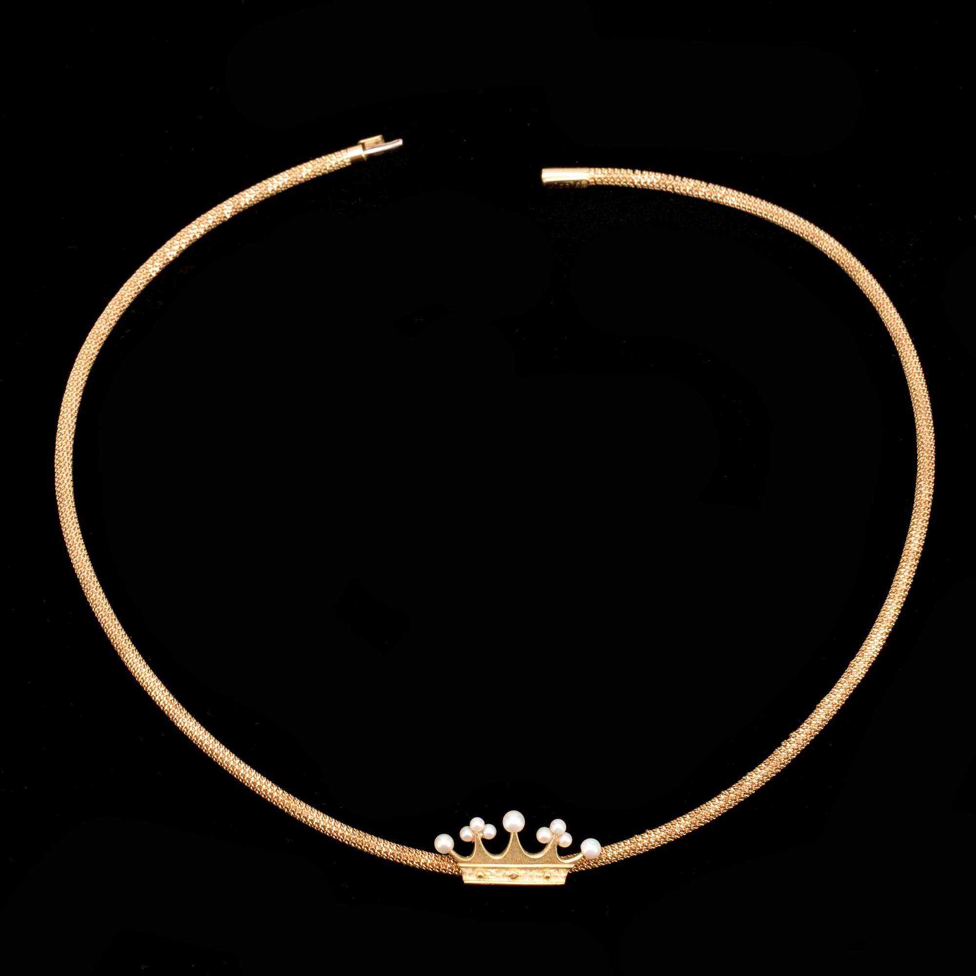 HALSRING, 18k guld med pärlor. Vikt ca 22g.