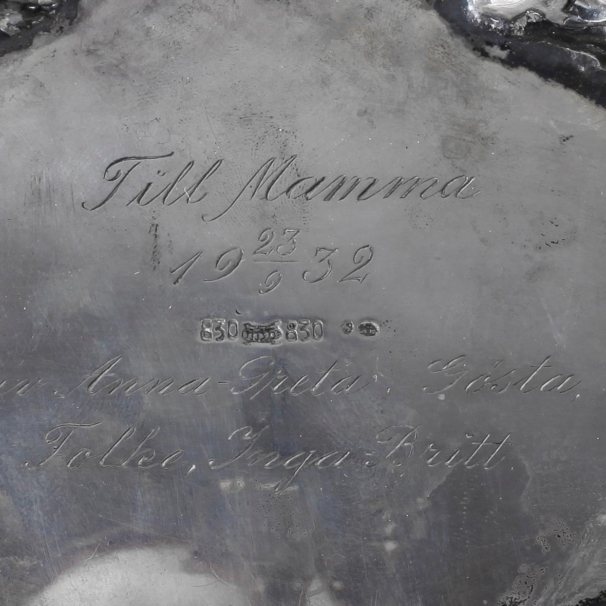 SOCKERSKÅL, silver, 1932, vikt ca 268 g.