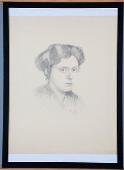 LITOGRAFIA, efter teckning av Eliel Saarinen, tryckt monogramsignering och datering 1908.