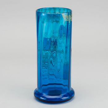 THEODORE LEGRAS, ascribed, handpainted Art Nouveau glass vase.
