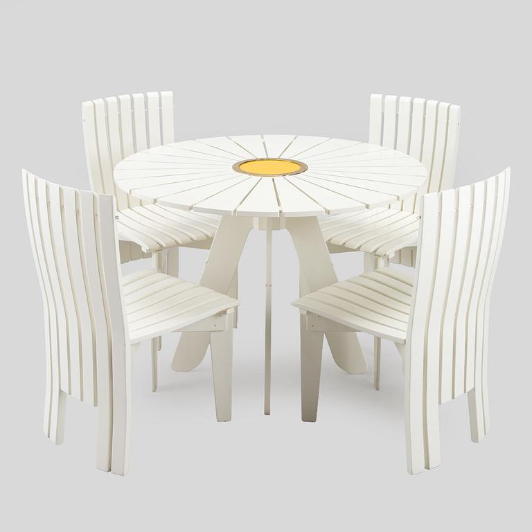 Alvar & Aino Aalto, trädgårdsmöblemang, 5 delar, "Aurinko"-serien, Artek, 2000-tal.