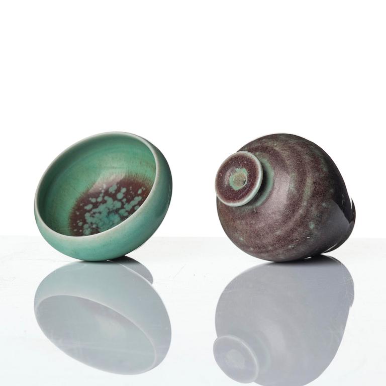 Berndt Friberg, a set of five stoneware vases and three bowls, Gustavsberg Studio 1969-76.