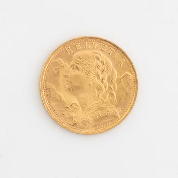 Guldmynt, Schweiz, 20 Franc, 1935.