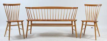 SOFFA, samt STOLAR, ett par, "Florett"-serien, Bröderna Wigells Stolfabrik AB, Malmbäck, 1950/1960-tal.