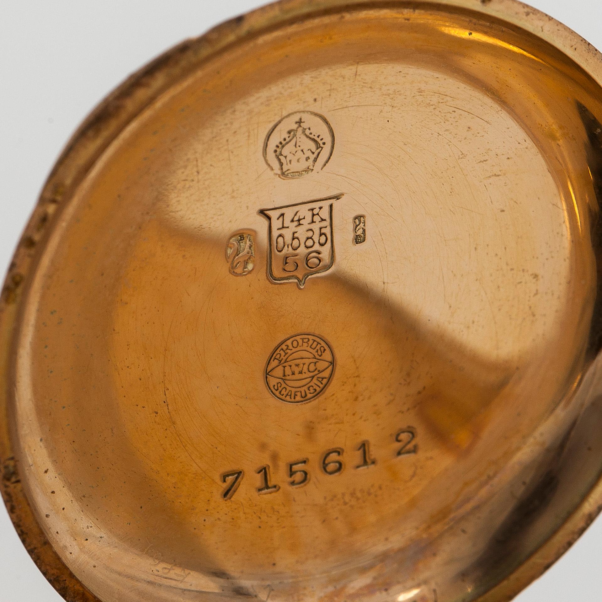 International Watch Co. (IWC),  fickur, 31,5 mm, 14K guld, ankargång, plexiglas.